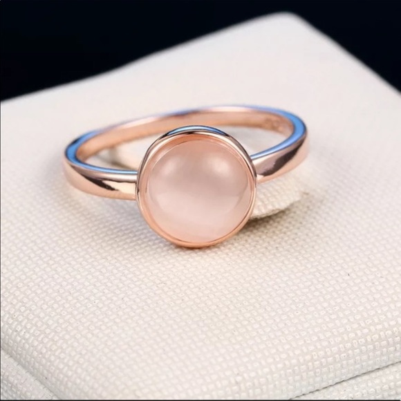 New Women’s 18K Rose Gold Plated Round Opal Ring - Picture 3 of 8